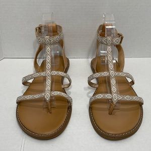 Old Navy Women’s Gladiator Sandals Tan & Cream Tribal Straps Size 9